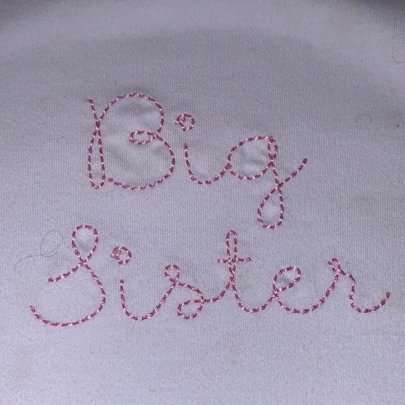 White 'Big Sister' and 'Little Sister' Embroidered Kids 3T Shirt and Baby Gown - Picture 6 of 13